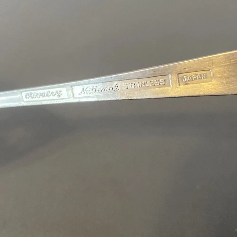 Vintage Slotted Serving Spoon Chivalry National Stainless Steel Japan Flatware